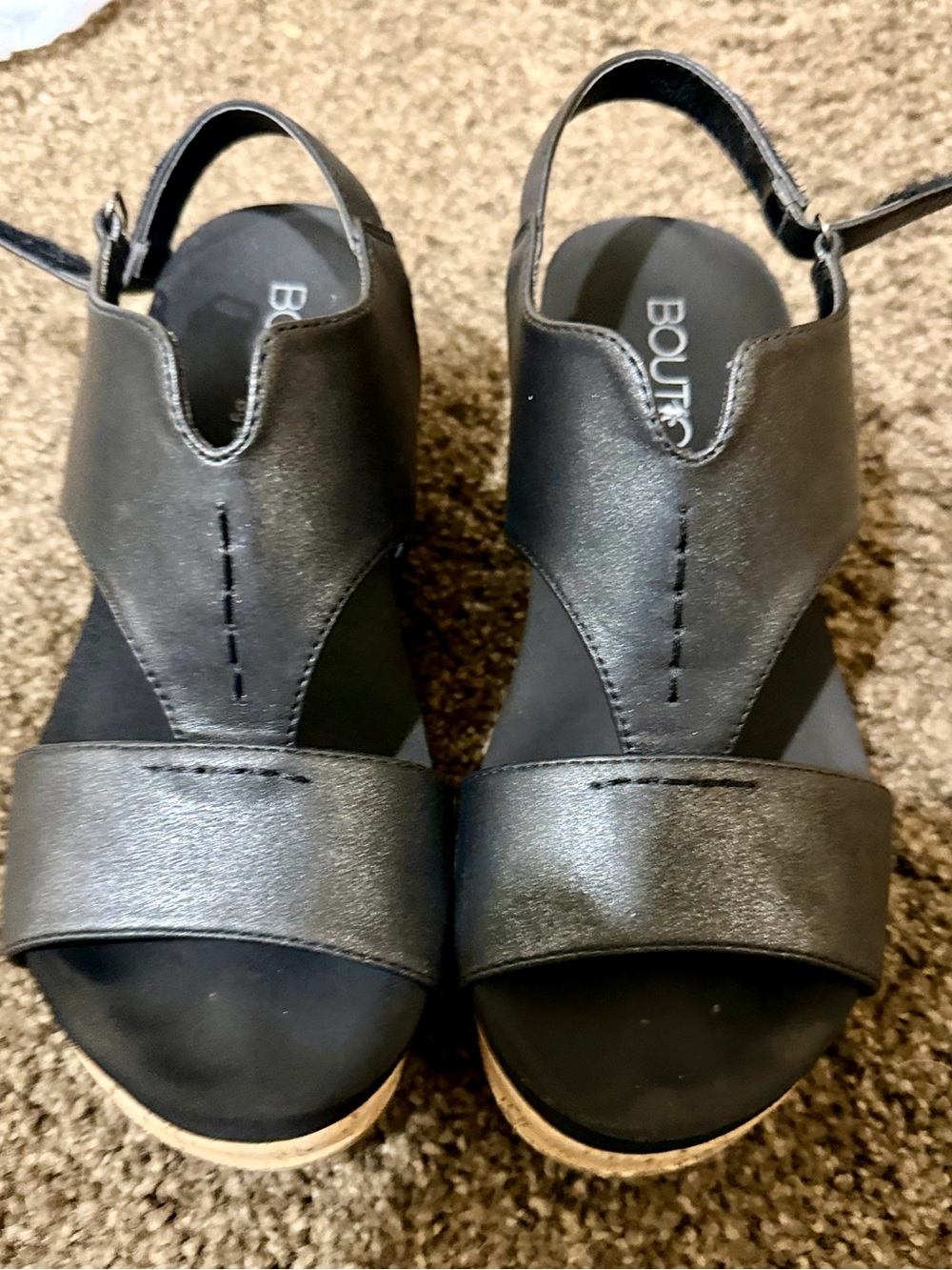 Corkys Black Open-Toe Wedge Sandals